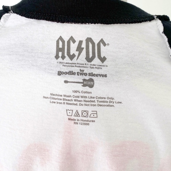 NWOT AC/DC Men's 3/4 Raglan Band Graphic Tee - Picture 5 of 6